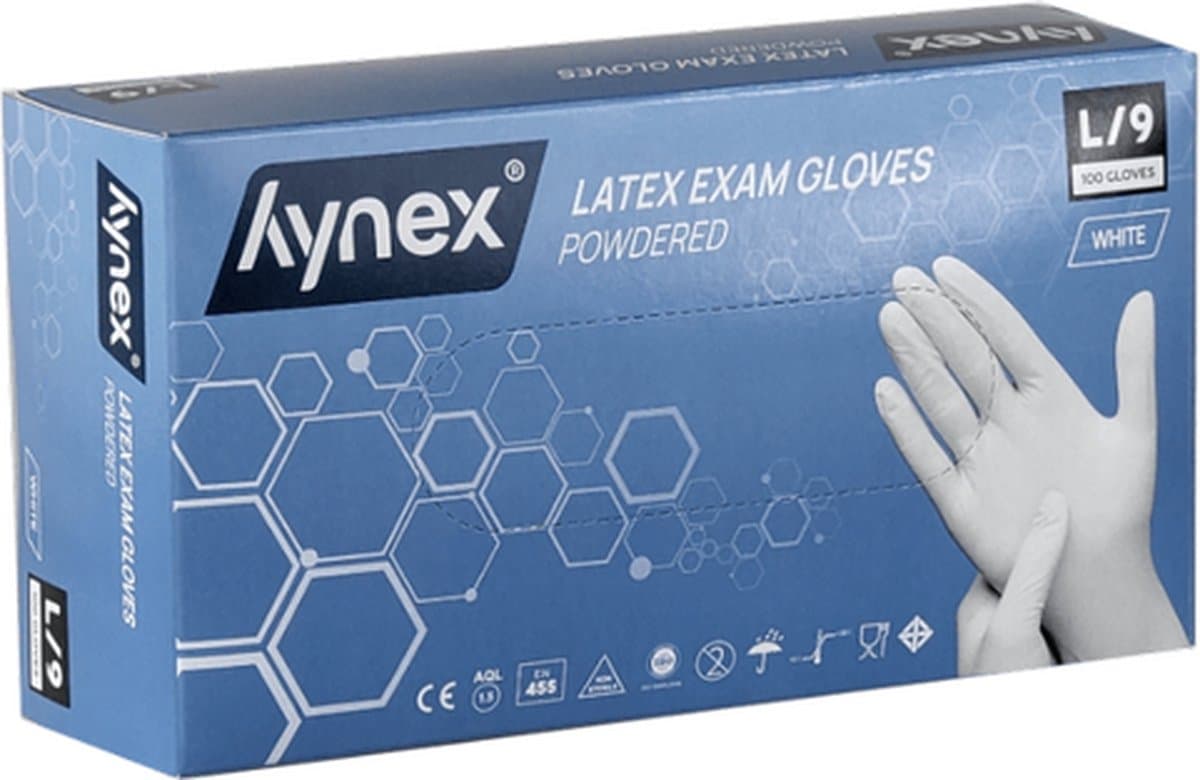 Hynex Latex Wegwerphandschoenen – Gepoederd – Wit – Maat S – 5 gram - 100 stuks – Comfort & Bescherming