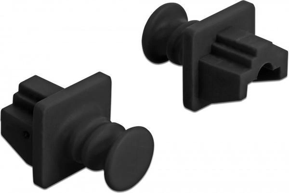 RJ45 (m) afsluitcovers voor RJ45 (v) poorten met ronde greep - 10 stuks / zwart