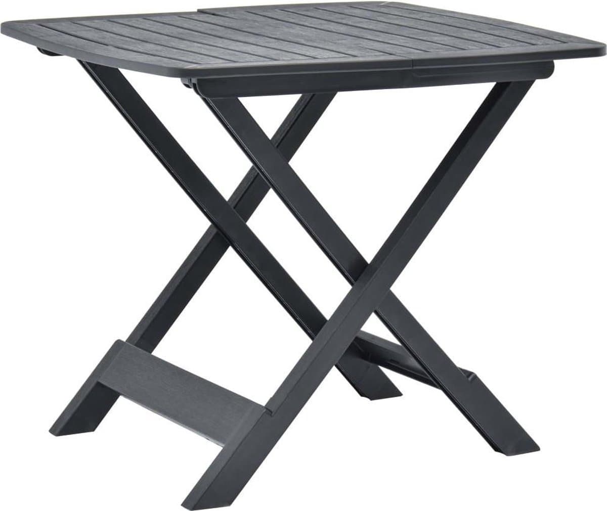 vidaXL Opvouwbare tuintafel - Kunststof, antraciet, 79 x 72 x 70 cm