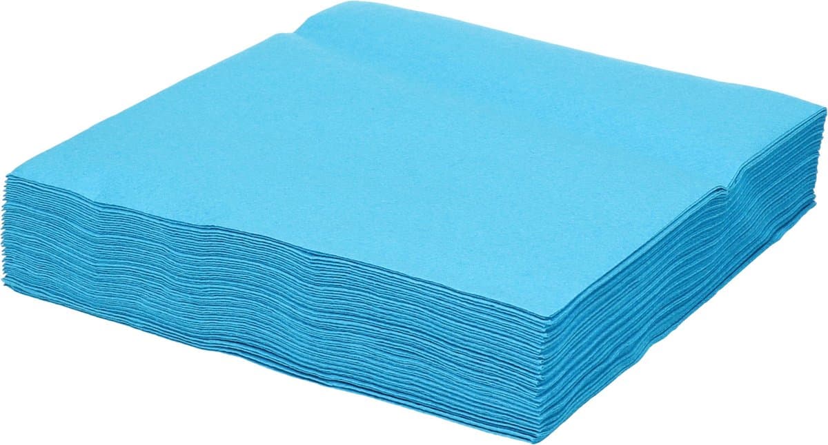 Santex feest servetten - 100x stuks - aqua blauw - 40 x 40 cm - papier