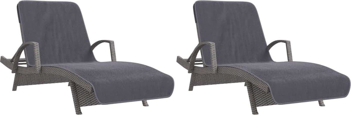 VidaXL strandhanddoeken set - 2 stuks, 75 x 200 cm, antraciet