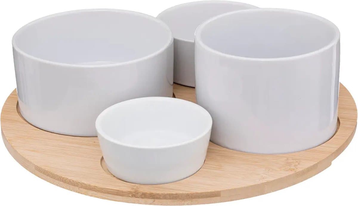 Secret de Gourmet Bamboe Snack Set - 5 stuks, Wit, 33 cm