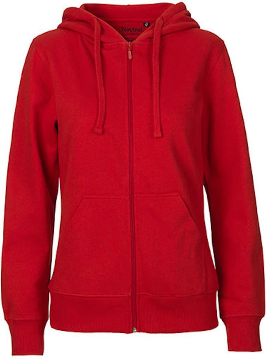 Fairtrade Ladies Zip Hoodie met capuchon Red - L