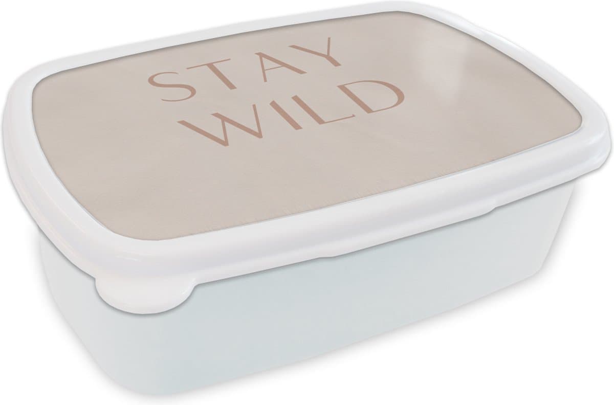 Broodtrommel Wit - Lunchbox - Brooddoos - Quotes - Tekst - Stay wild - 18x12x6 cm - Volwassenen