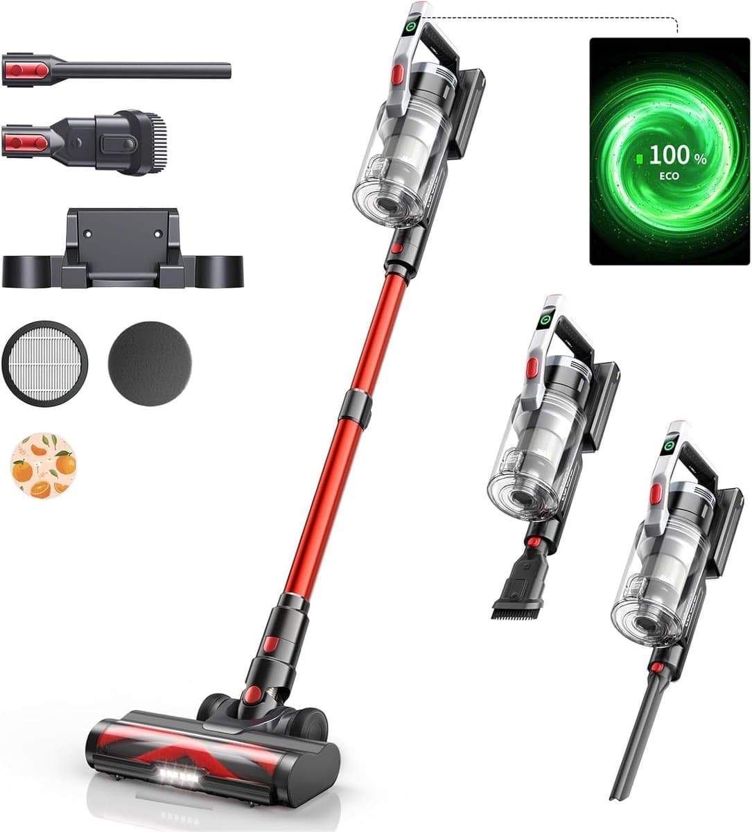 Laresar - S6 Draadloze Stofzuiger - 450W Brushless Motor - 1,5 Liter - 68 dB