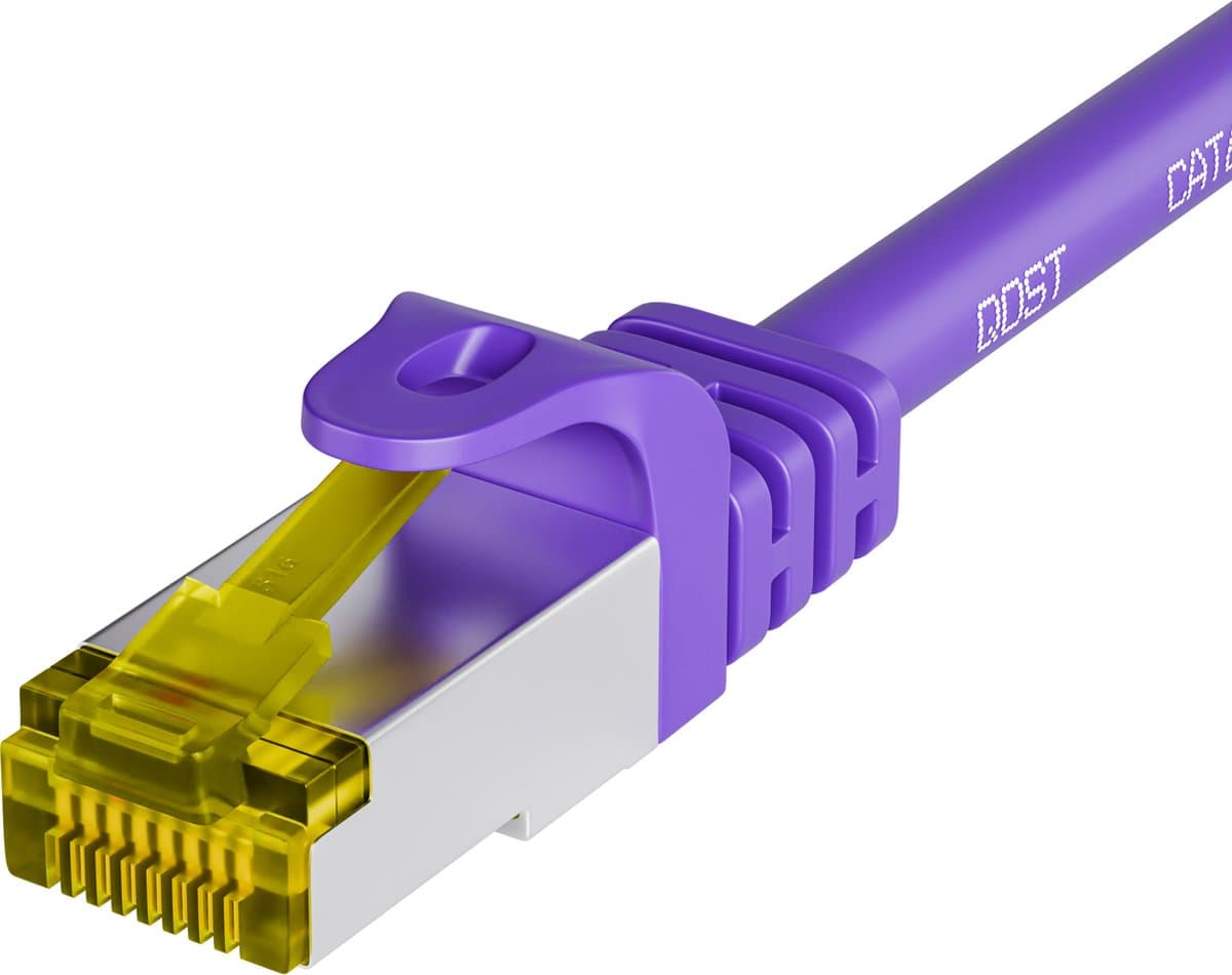 Qost - CAT7 10G internetkabel - SFTP PIMF - 10 Gbps / 500 MHz - 100% koper - RJ45 Connectoren - Patchkabel / Netwerkkabel - 0.50 meter - Paars