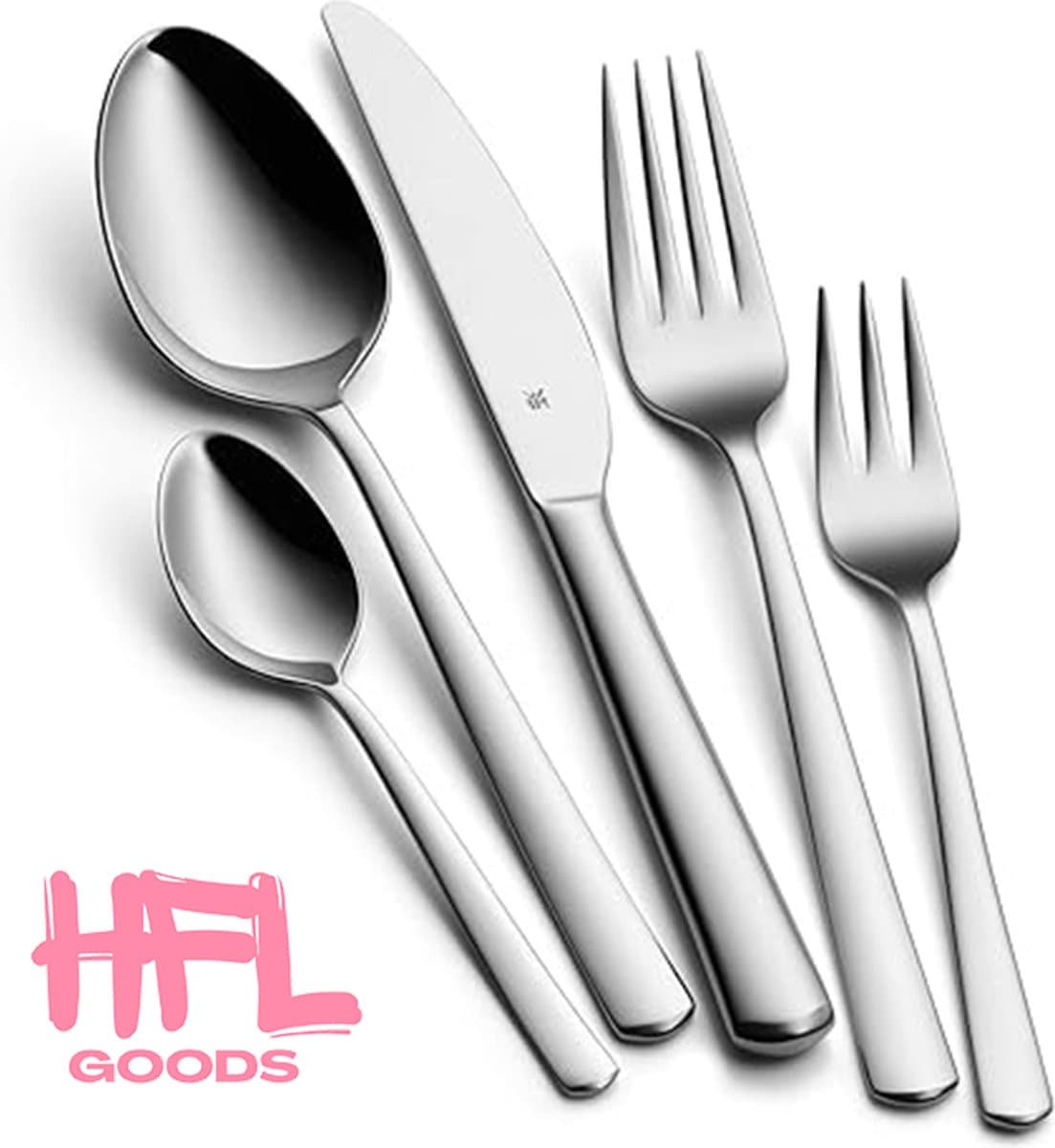HFL Goods 6 Persoons Bestekset - Bestekset 30 Delig - RVS - Gepolijst - Moderne Bestekset - Zilverkleurig