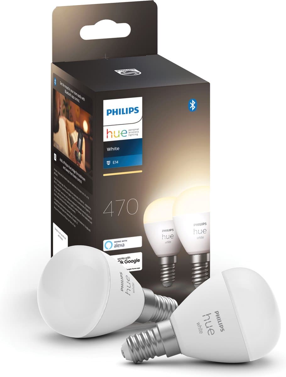 Philips Hue Kogellamp White E14 Duo pack