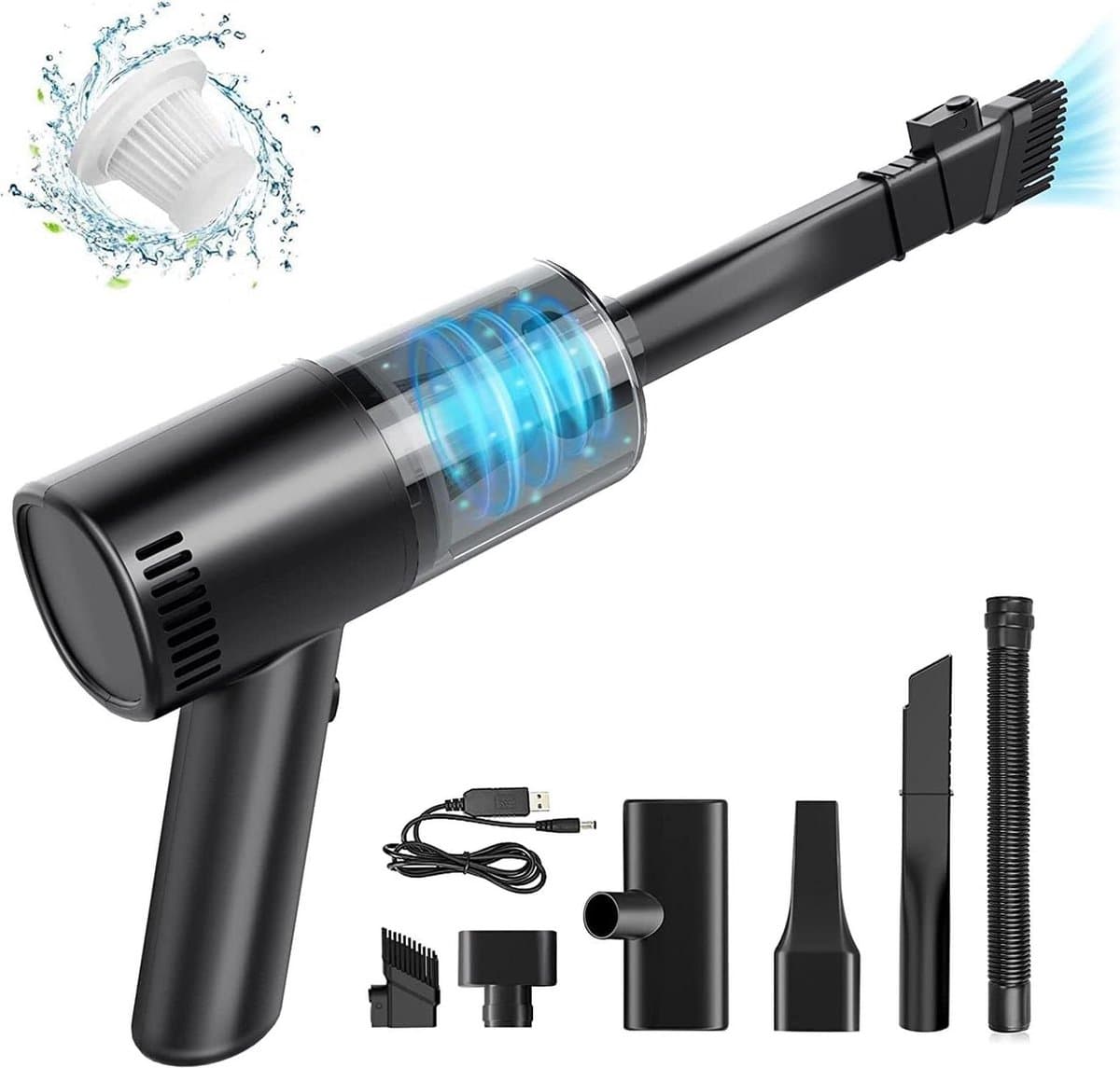 Accu-handstofzuiger 9000 Pa USB-oplaadbaar - Draagbaar licht - Mini-stofzuiger 4000 mAh - Autostofzuiger - Nat en droog - Voor auto huis keuken - Dierenharen