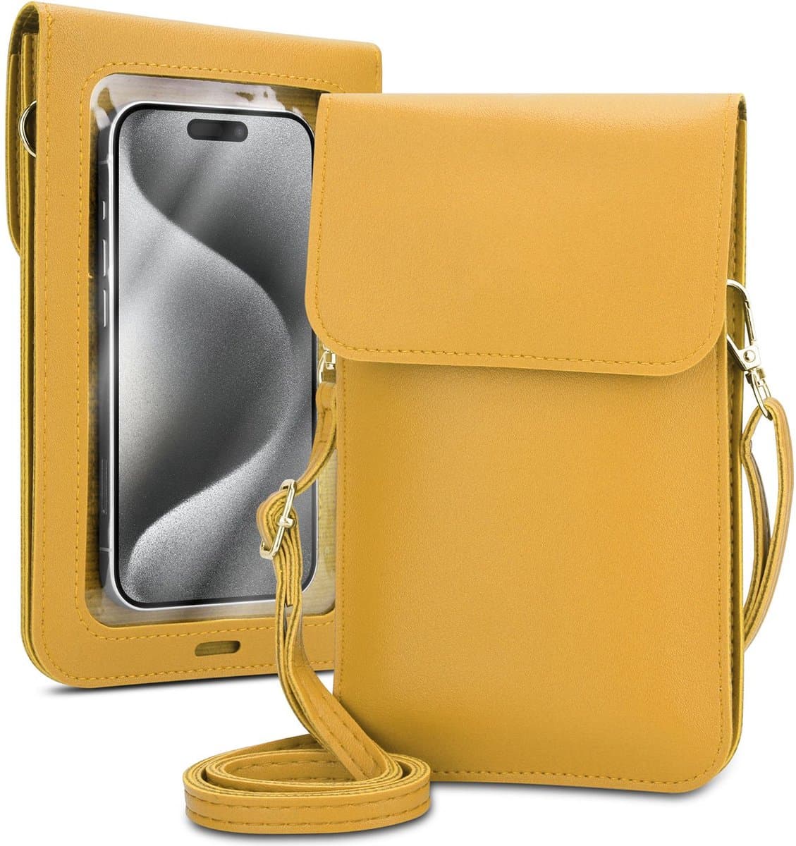 Mobielhoesje geschikt voor Motorola ONE VISION in GEEL Etui Case Cover Handtas voor dames