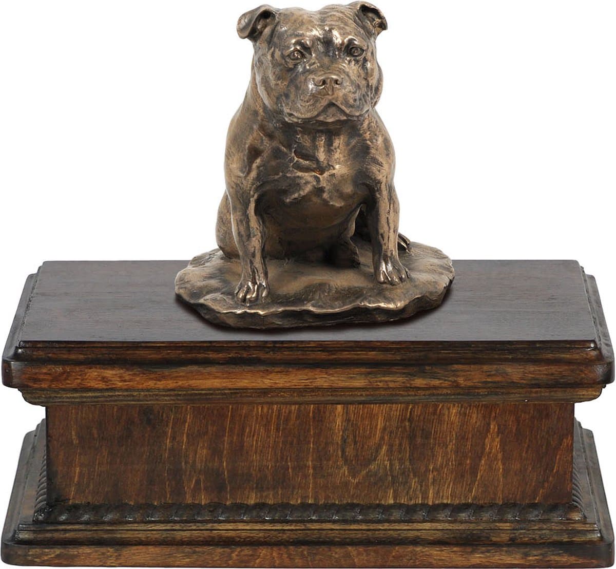 Elegante urn voor Staffordshire Bull Terrier met beeldje