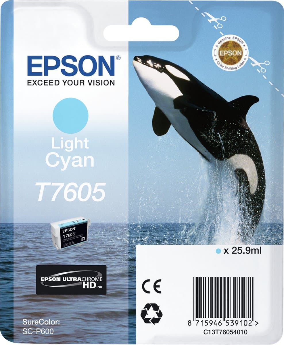 Epson T7605 lichtcyaan inktcartridge C13T76054010