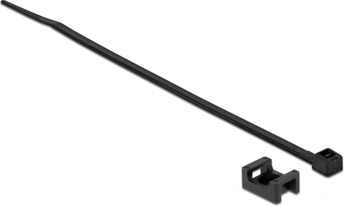 Tie-wraps 200 x 3,6mm (10 stuks) met montagehouder (10 stuks) / zwart - UV resistent