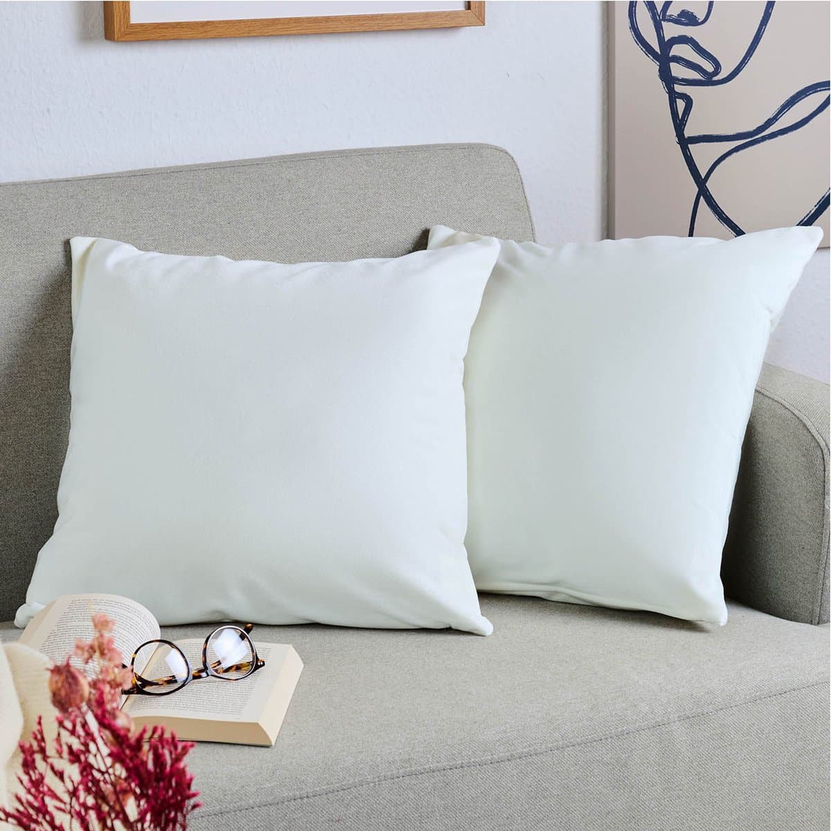 Blumtal Set van 2 Kussenslopen - Velvet - 30 x 50 cm - Off White - Verborgen Ritssluiting - Kussenhoes voor sierkussens