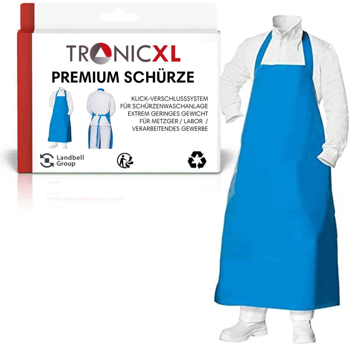 TronicXL – afwasbare short 120cm - Berenschorten folie - geschikt voor laboratorium/chirurgie/dokters/slagers/schortjas wasbaar - blauw