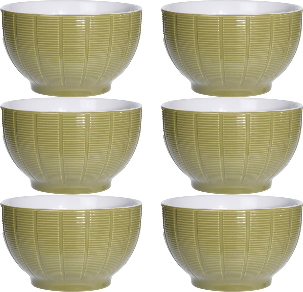Excellent Houseware Soepkommen/serveer schaaltjes - 6x - Venice - keramiek - D14 x H8 cm - groen