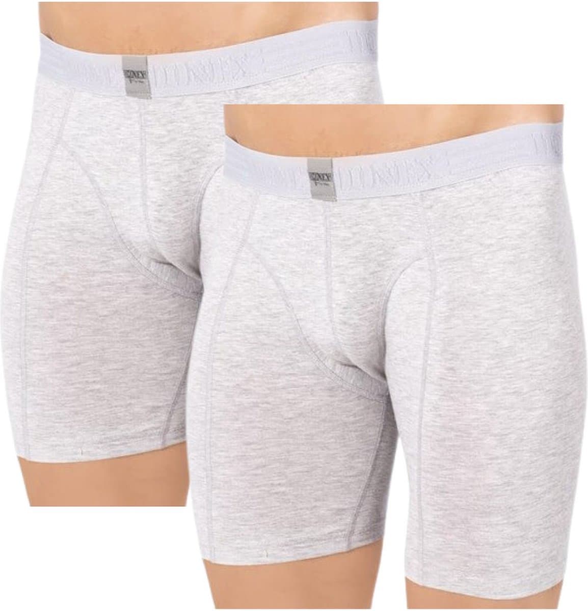 DONEX® Heren Boxershorts – 2 Stuks – Lange Pijpen – Grijs – 92% Katoen – Maat XL