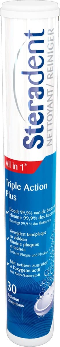 Steradent Triple Action Plus Kunstgebit Reiniger - 30 tabletten - Kunstgebitreiniging