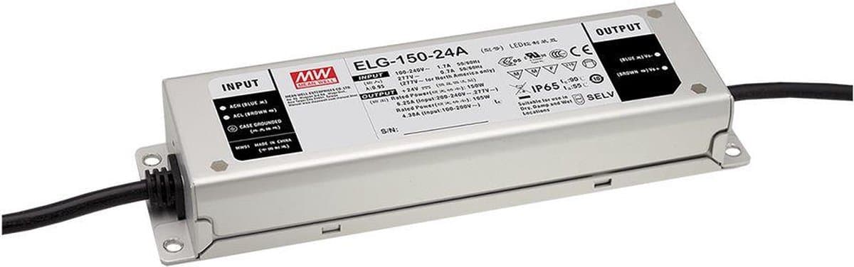 MeanWell LED Transformator - 24V - Max. 150 Watt - Waterdicht - IP65