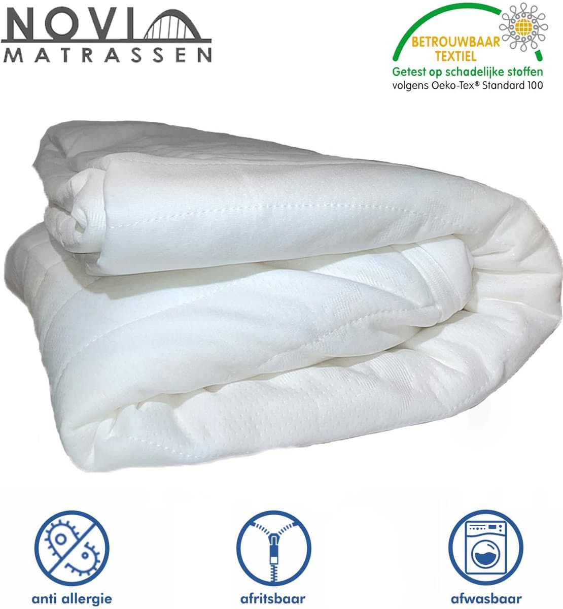 Novio Matrashoes - matrasbeschermer met rits - 80x200cm - 14/15 kern - wit