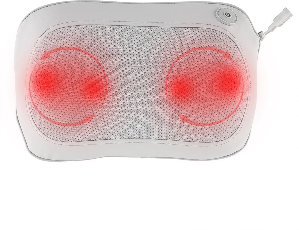 Terraillon 15449 - Shiatsu Massagekussen - 4 knoppen - 3 snelheden - warmtefunctie- USB-C oplaadbaar -