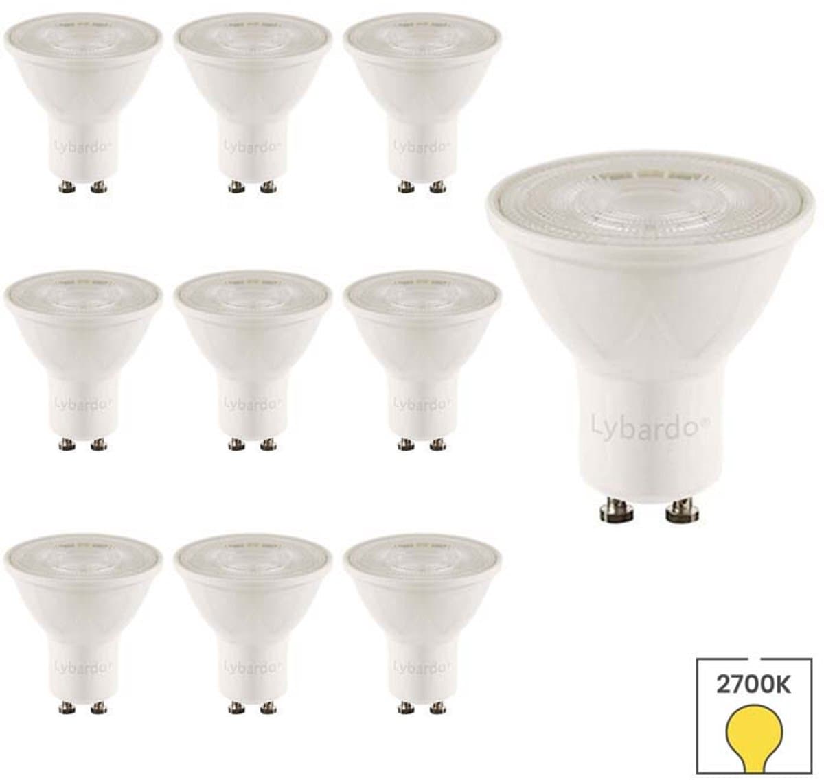 Lybardo - GU10 LED Lamp - 10-pack - 1.9W - 2700K Warmwit Licht
