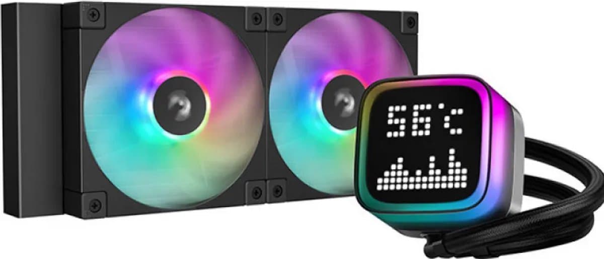 DeepCool LP240 - Vloeistofkoelsysteem processor Afmeting radiator: 240mm - voor Intel LGA: 1851, 1700, 1200, 115x - AMD AM5, AM4 - 2x 120mm FDB ARGB Fans - 4-pins - zwart