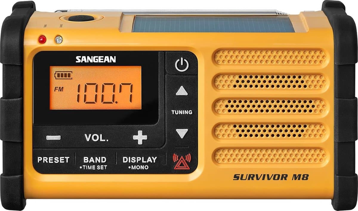 Sangean MMR-88 Noodradio AM/FM - Met Zonnepaneel en Dynamo - Geel - Zaklamp