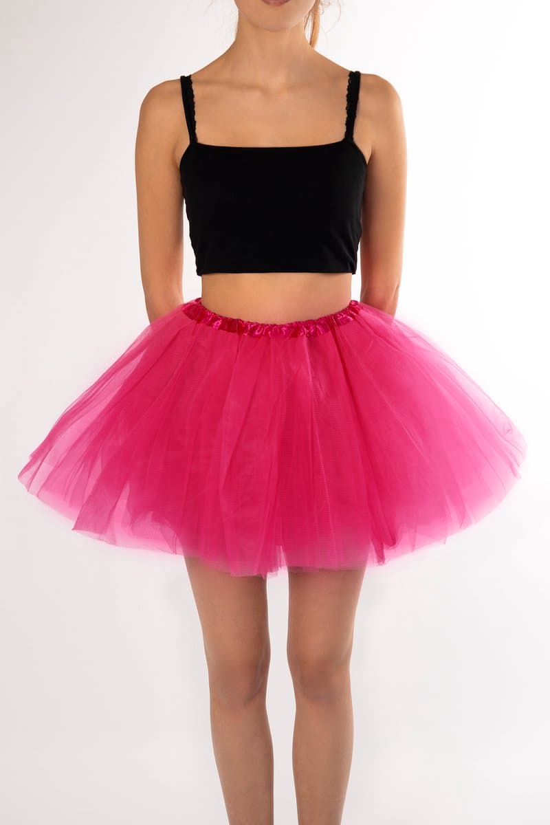 KIMU® Tutu Donkerroze Tule Rokje - Maat L XL XXL - Roze Petticoat Rok Dames - Onderrok Tulerok Volwassenen Cupcake Cheerleader Festival