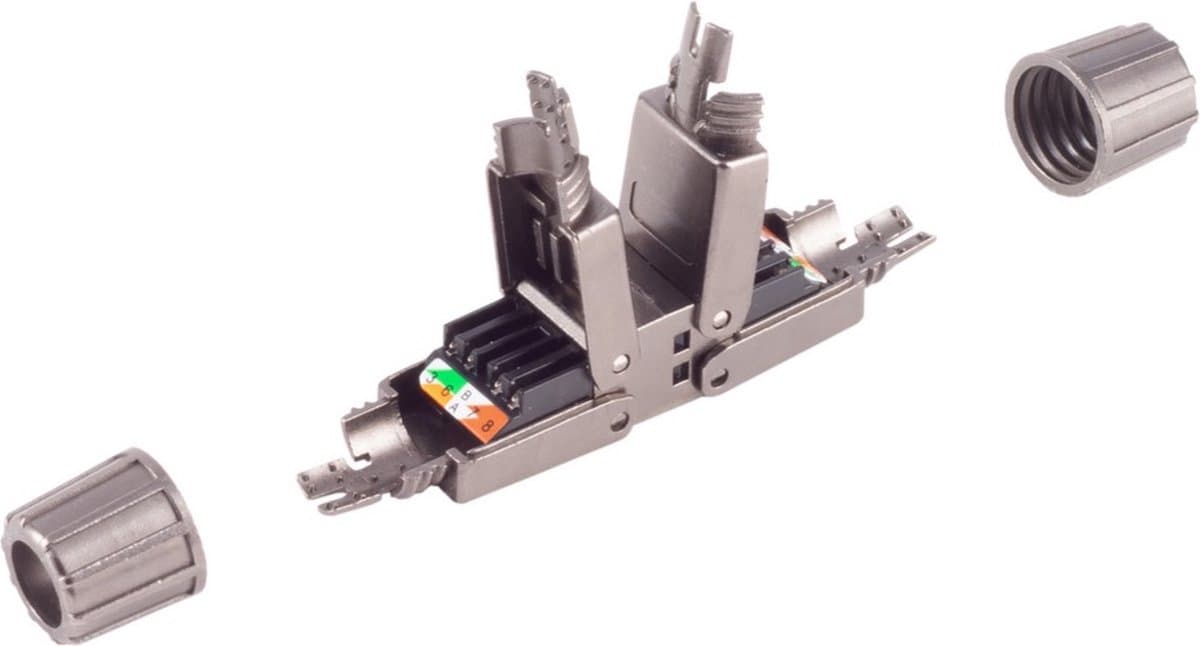 Premium verbindingsadapter (STP) voor CAT6a netwerkkabel / metaal