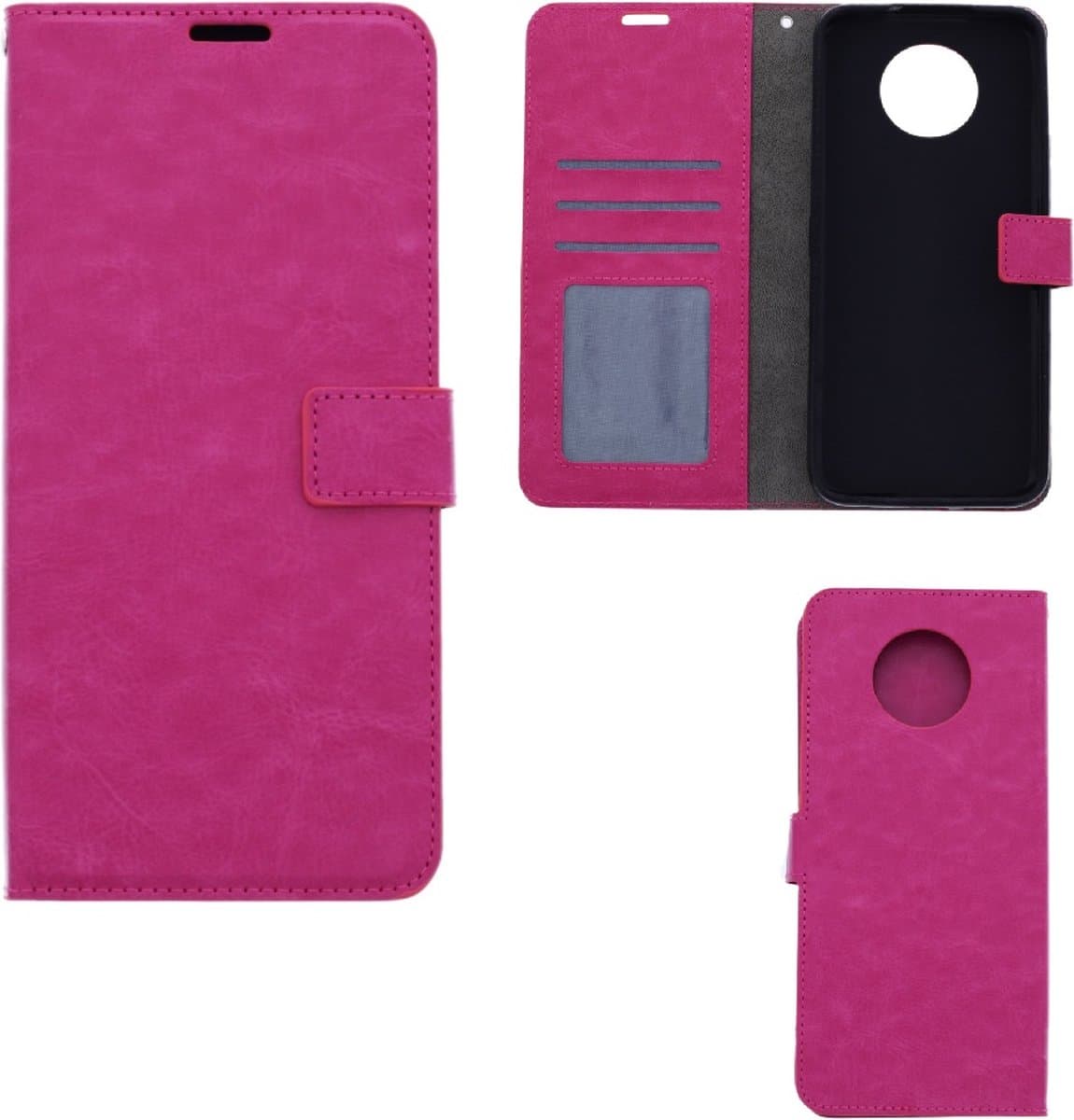 LuxeBass Hoesje geschikt voor Nokia G50 - Boekhoesje met kaartvakken - Roze gsm hoesje - telefoonhoes - telefoonhoesjes