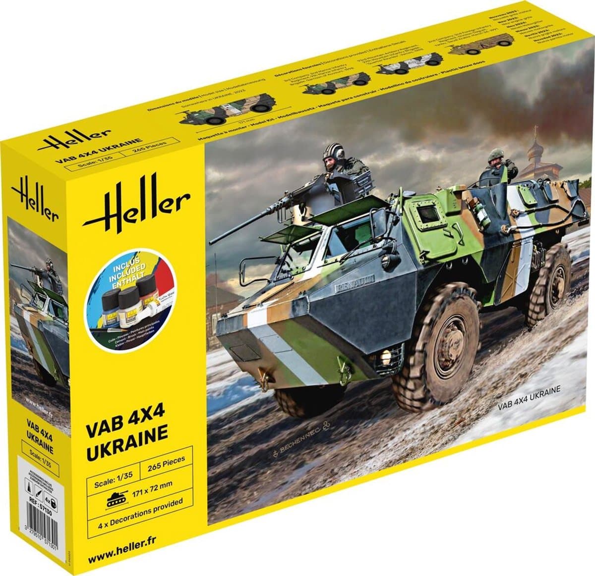 Heller Modelbouwpakket Militaire voertuigen - 57130 VAB 4X4 Ukraine - Starter Kit Plastic - 1:35 - Modelbouw