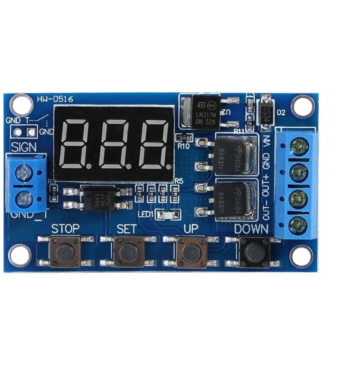 DC 5V-36V microcontroller timerrelaismodule afteltimer met digitaal LED-display