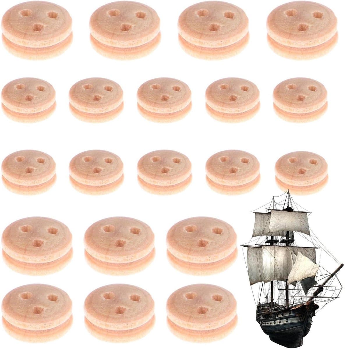 Modelboot Katrollen - Miniatuur Onderdelen - Scheepsmodellering - Authentiek Detail - 20 Stuks - Houtkleur