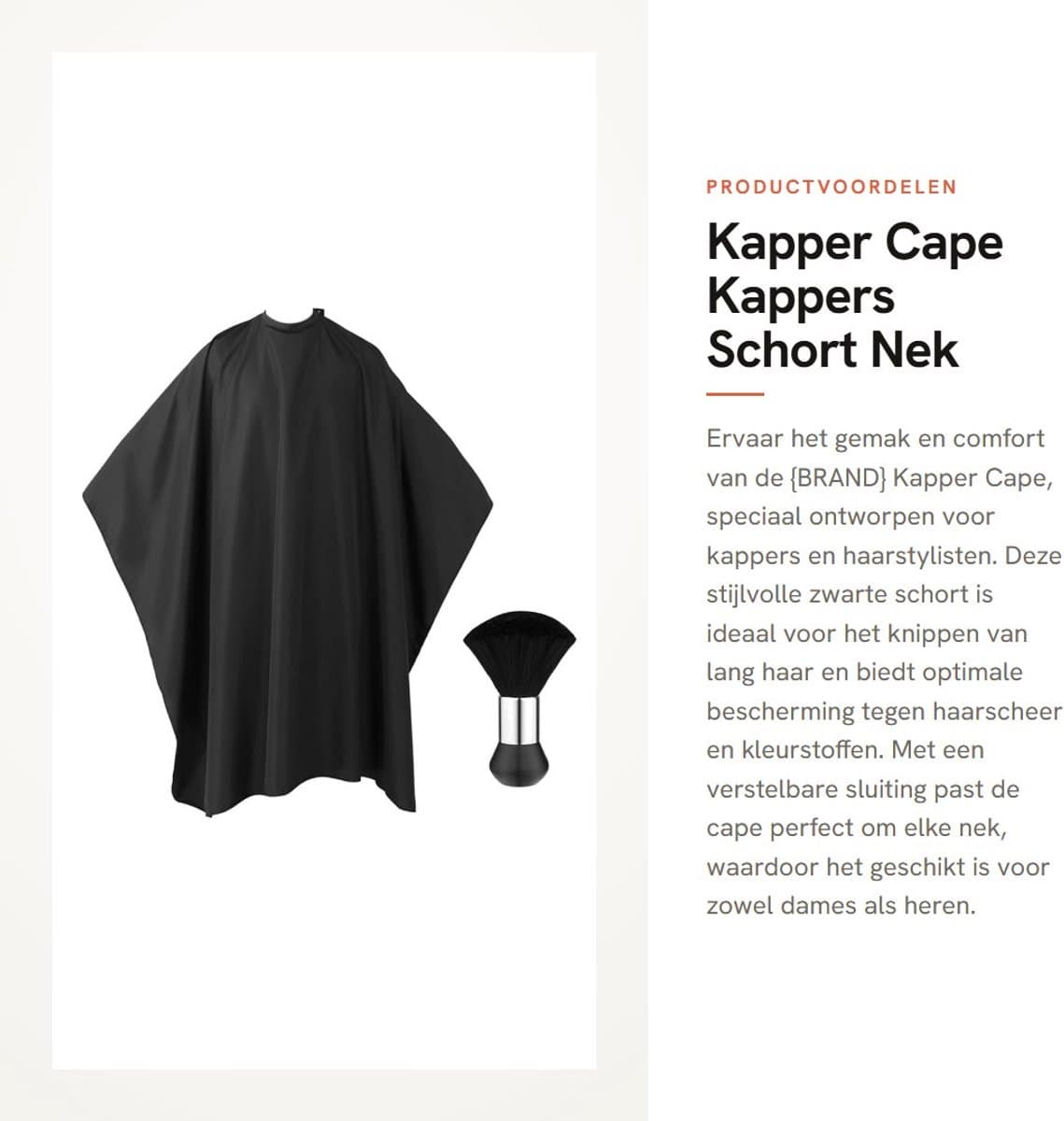 Dailygoods- Kappersschort Antistatisch - Kapperscape Volwassenen - Kapmantel - Verstelbare Sluiting - 160 x 140 cm - Bescherming tegen Haar en Producten
