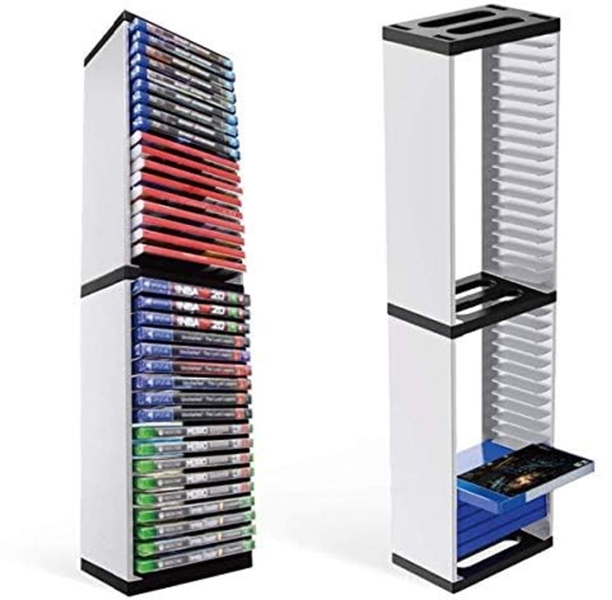 Virtubuy - Game Storage Tower - Opslag voor 36 Spellen - Duurzaam & Lichtgewicht - Wit - Geschikt voor PS5 PS4 Xbox Switch - Modern Design