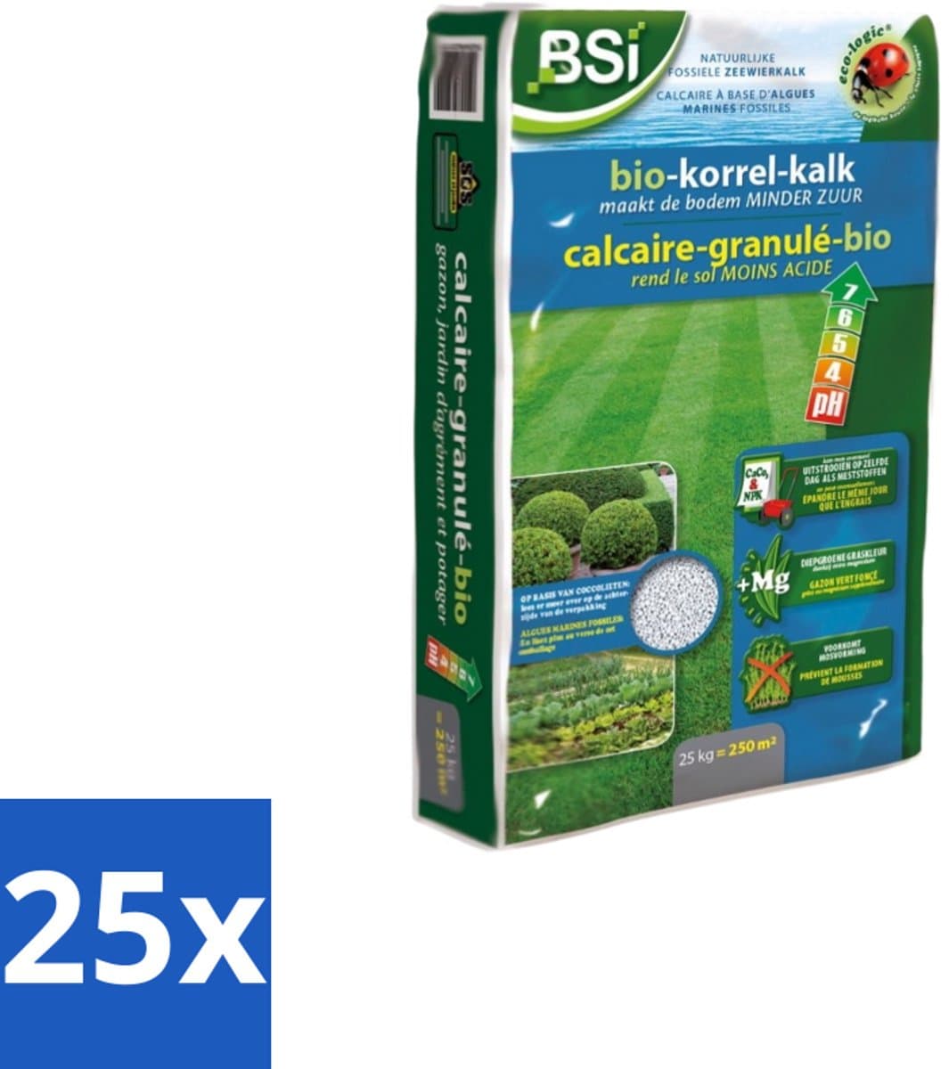 BSI – Bio Korrelkalk – Bodemverbetering & Ontzuring – 25 kg - Bulkverpakking - 25 stuks