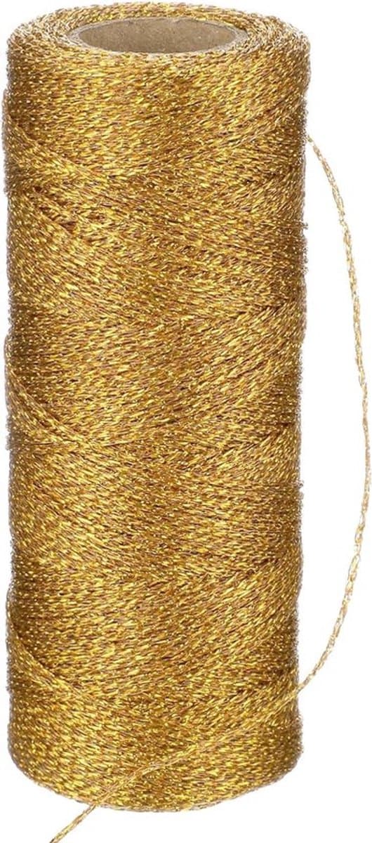 Henneptouw - Gouden henneptouw - 100 meter gouden kersttouw - Cadeauverpakking - Kerstversiering - Feestversiering - DIY - Naaibenodigdheden