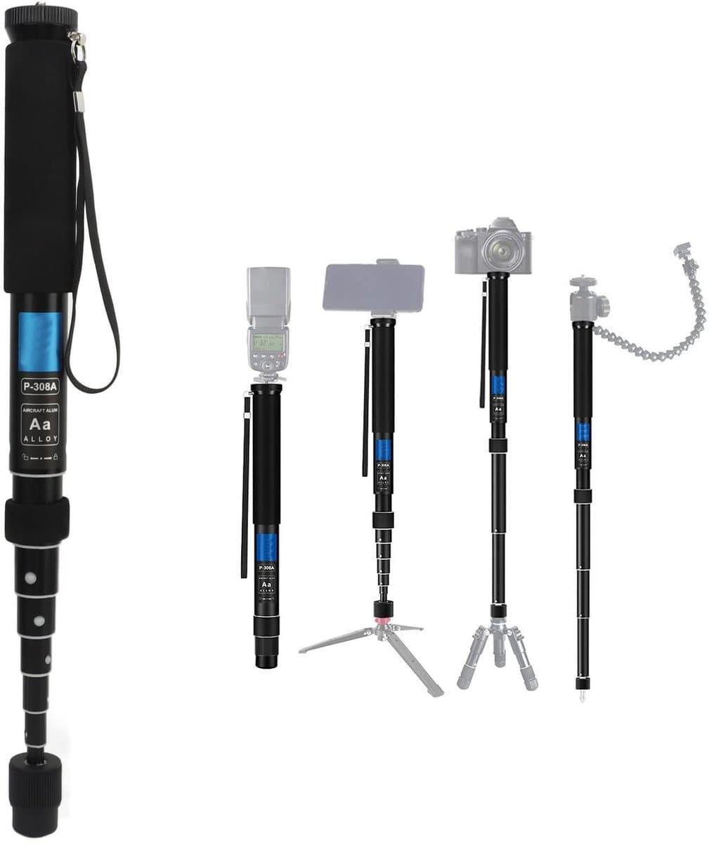 Store_8 - Intrekbare Monopod - Draagbare Fotografie Monopod - Lichtgewicht Aluminium - Voor Camera en Telefoon - Verlengstuk voor Fotografie - Gesc...