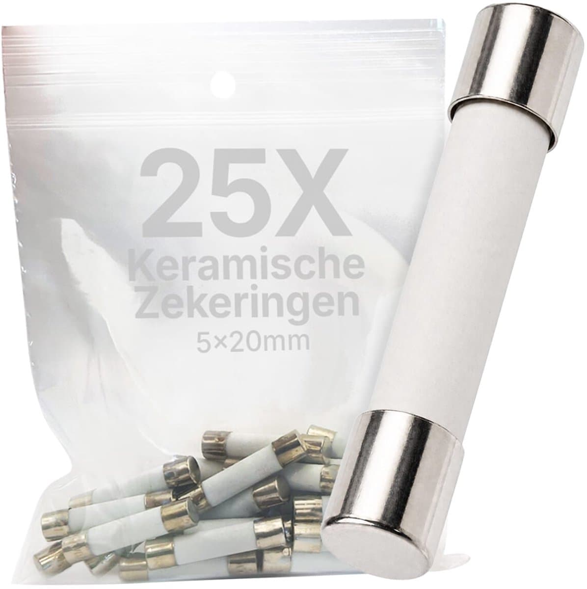 VLTG Keramische Zekering - 5x20mm - 7A - Traag (T) - 250V AC - 25 stuks