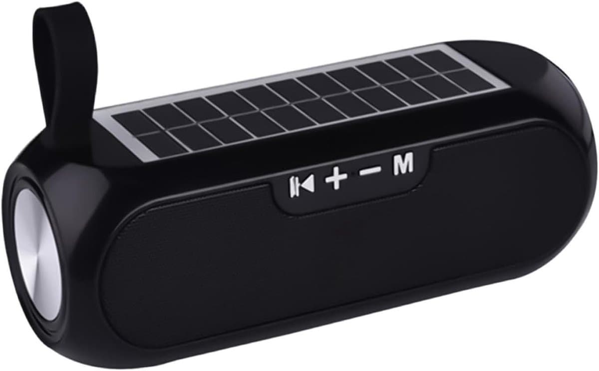 Draagbare Luidspreker - Zonne-energie Speaker - Muziek voor Onderweg - Stereo Geluid - 8 x 8 x 8 cm - Zwart