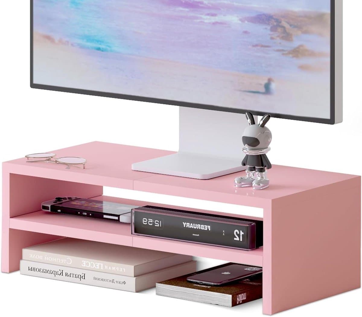 Monitor Stand Riser - Desktop Organizer Shelf - Verstelbare Werkhoogte - Dubbele Laag - 50.8 x 24.1 x 17 cm