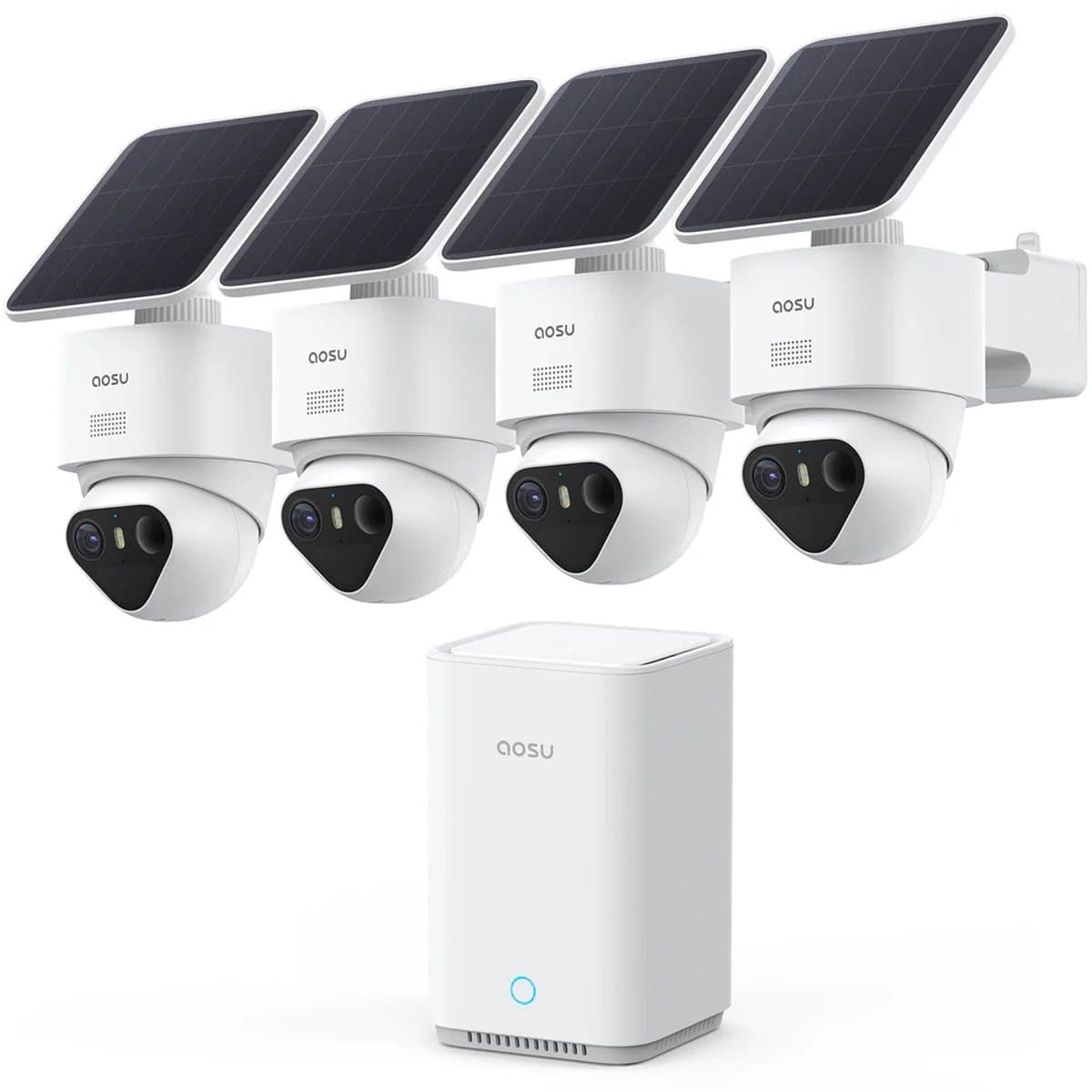 AOSU SolarCam T2 Ultra System - 4x Beveiligingscamera - Zonne-Energie - 355° Dekking - Nachtzicht