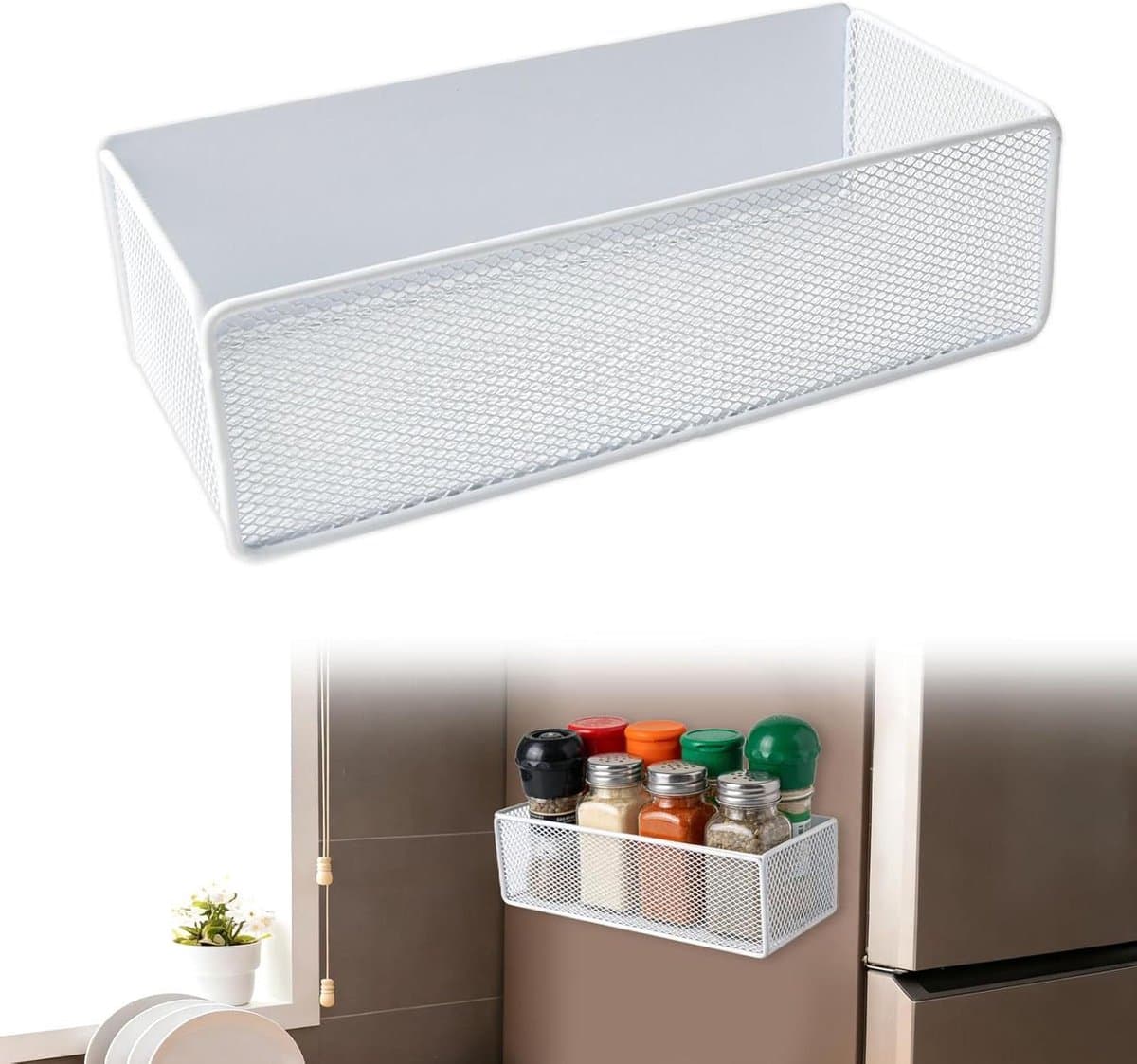 Magnetisch rek - Koelkast organizer - Keuken opbergen - Zonder boren - 27 cm - Wit