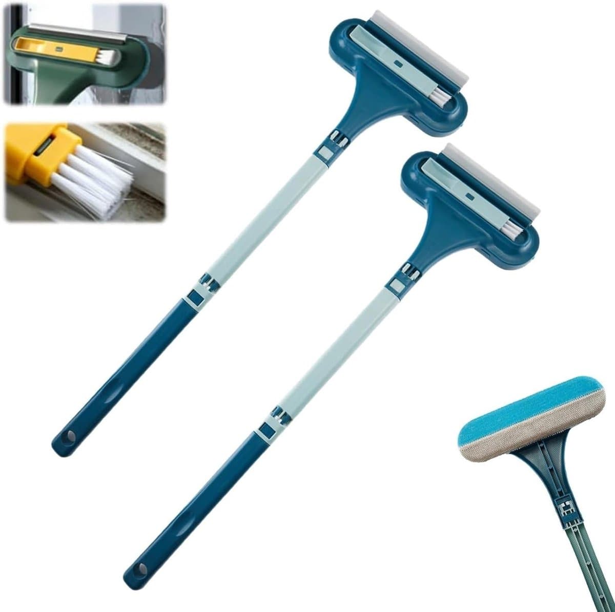2-in-1 Reinigingsborstel voor Raam- en Mesh-schermen met Squeegee, Multi-functioneel Schoonmaakgereedschap voor Patio en Veranda