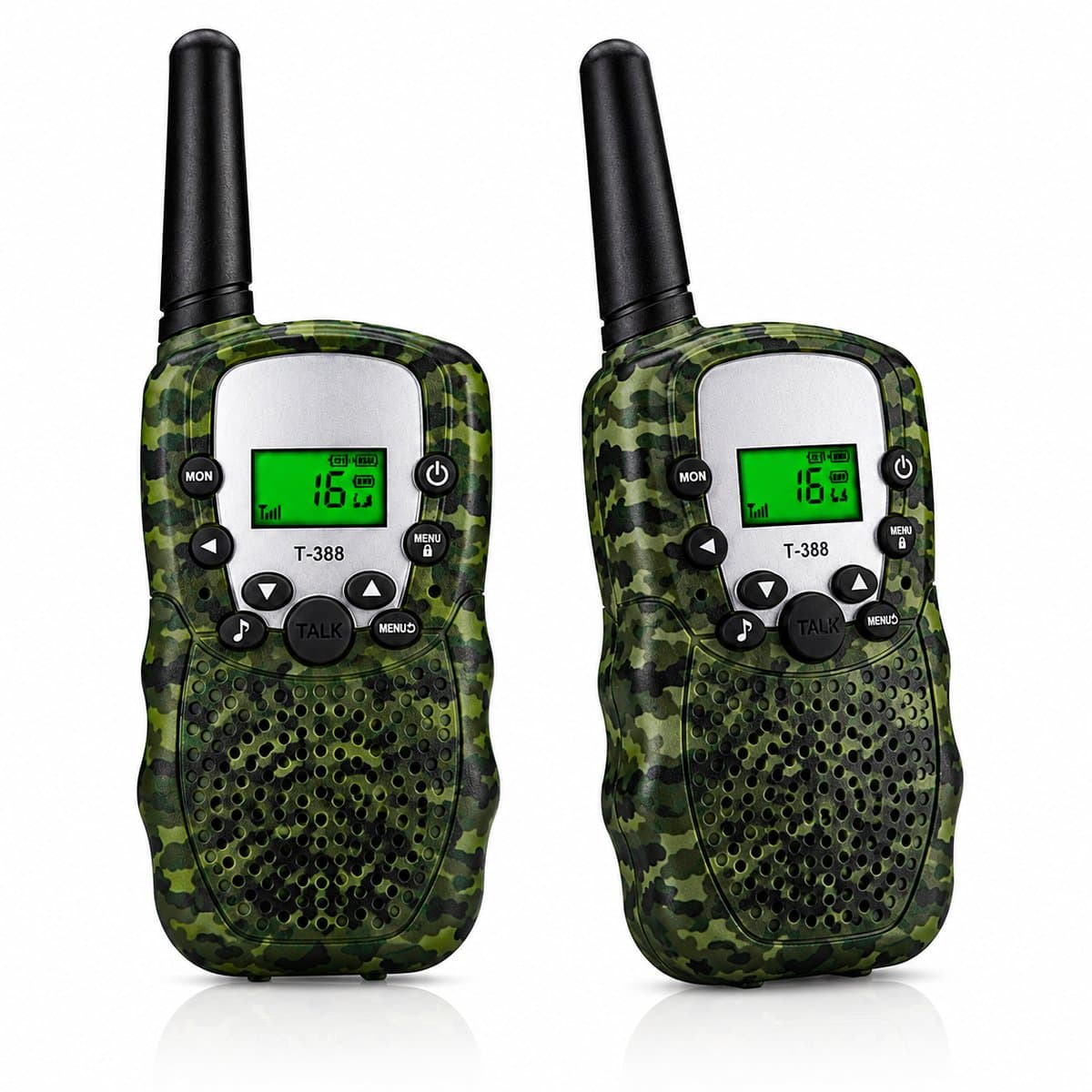Walkie Talkie voor Kinderen en Volwassenen - Set van 2 stuks - Camouflage Groen - Portofoon - 6KM Bereik - Lichtfunctie