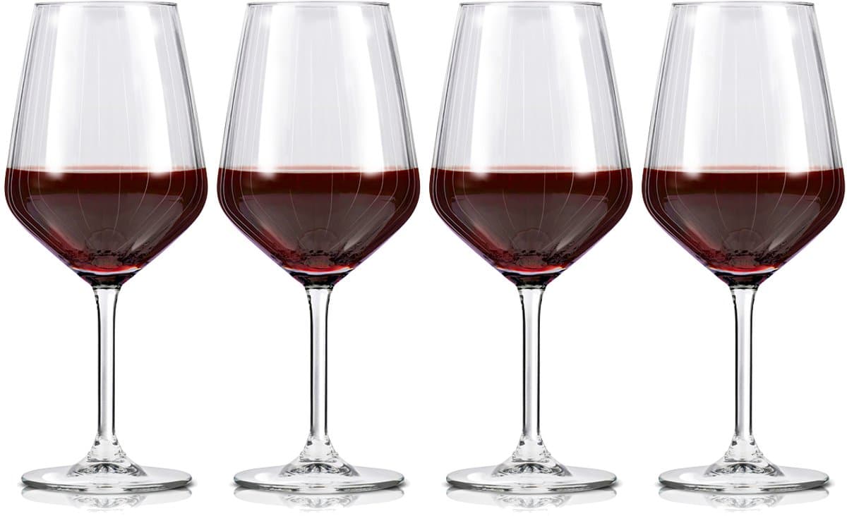 Alpina rode wijnglas set - 500 mL, 4 stuks, transparant