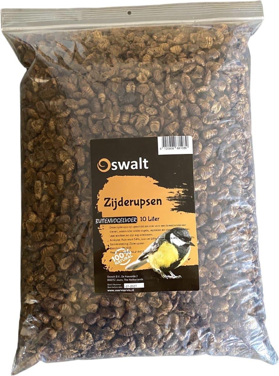 Oswalt Zijderupsen- Gedroogd - 10 Liter - Schildpadvoer - Visvoer