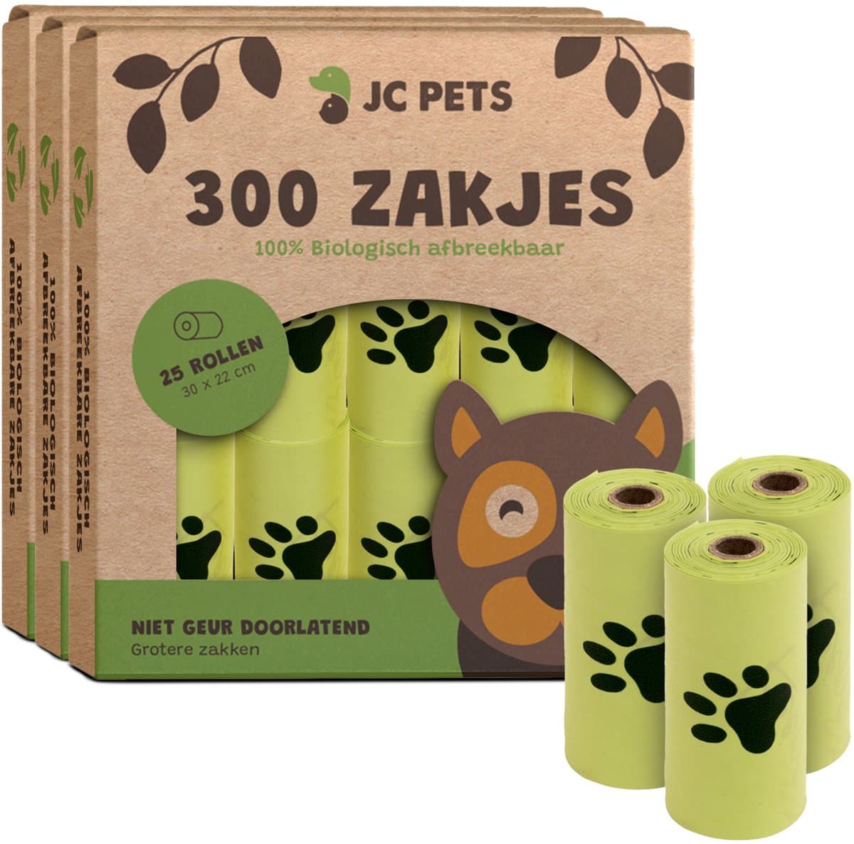 JC Pets Hondenpoepzakjes - Poepzakjes Hond - Handenzakje Biologisch Afbreekbaar voor Hondenpoep - Honden Kakzakjes - 900 stuks - 75 rollen