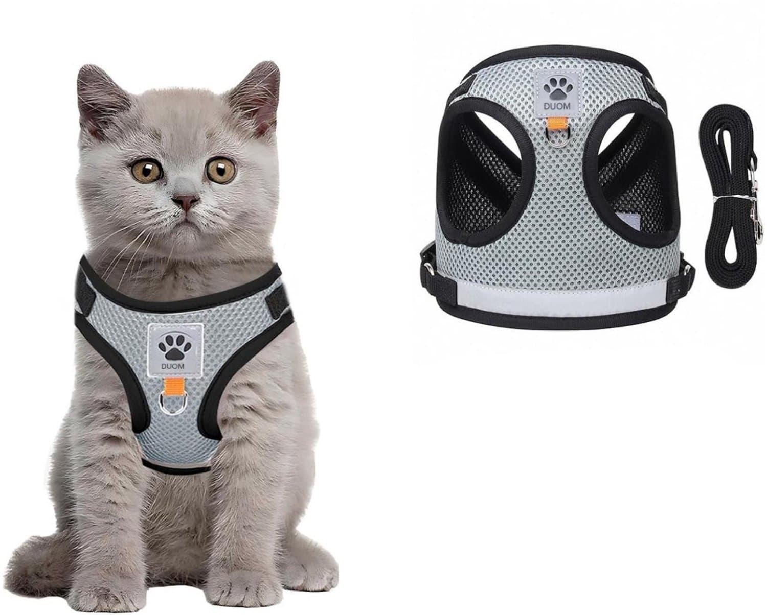 SSTRWGOOD Ontsnappingsbestendig kattentuigje - Verstelbaar kattenvest - Geschikt voor katten en honden - Grijs - Maat S